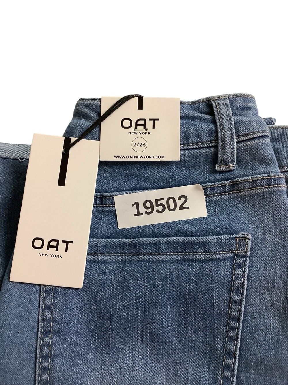 NWT Oat New York Skirt Size 28 Front Slit Midi Jean Blue Denim Womens Size 2/26 - Picture 8 of 8